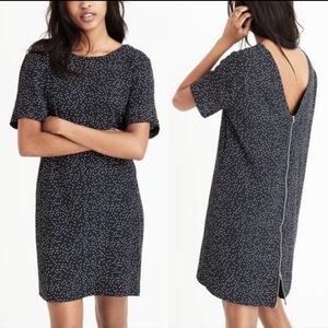 Madewell  Black White Polka Dot Shift Dress Viscose Zip Back Size 4 D84